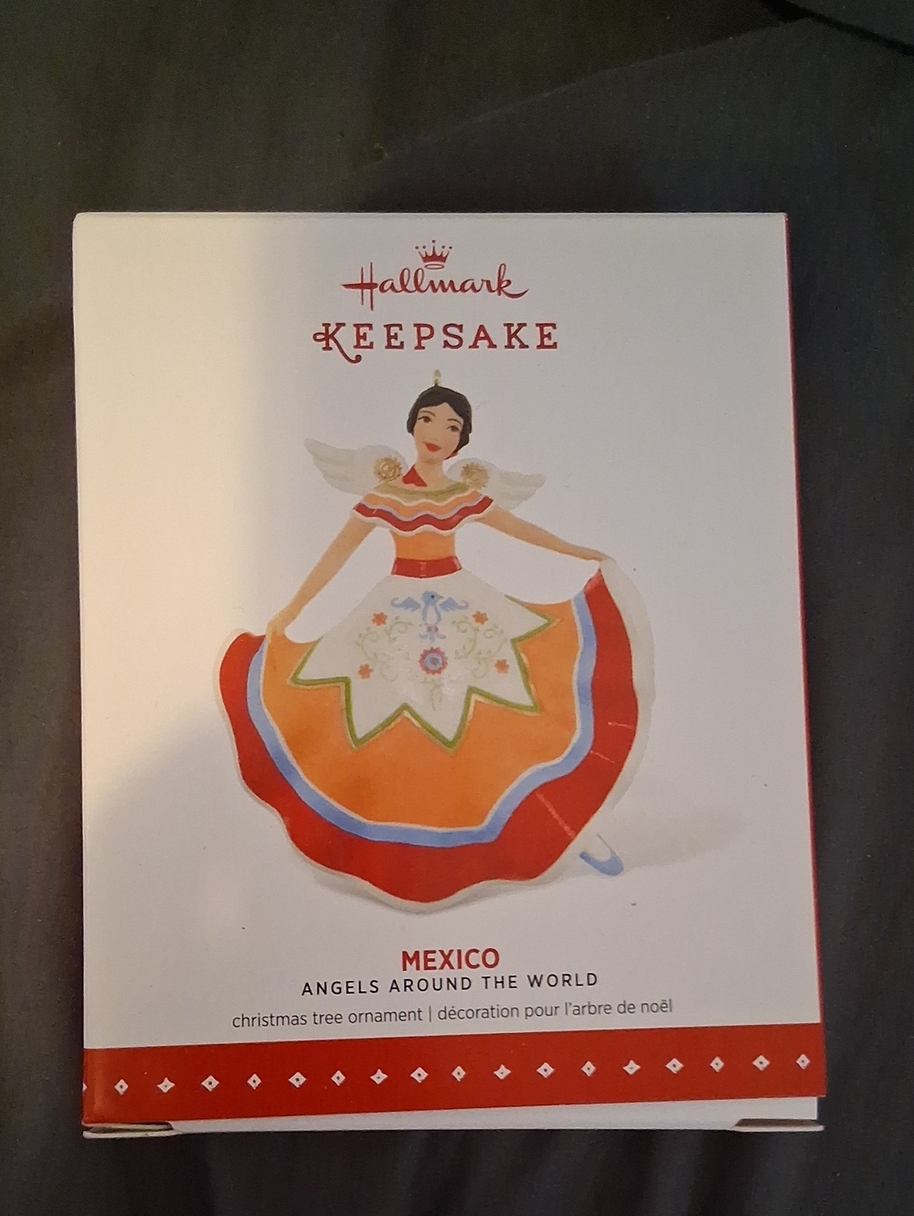 Hallmark Mexico Angel Ornament in Red, Orange, Blue and White